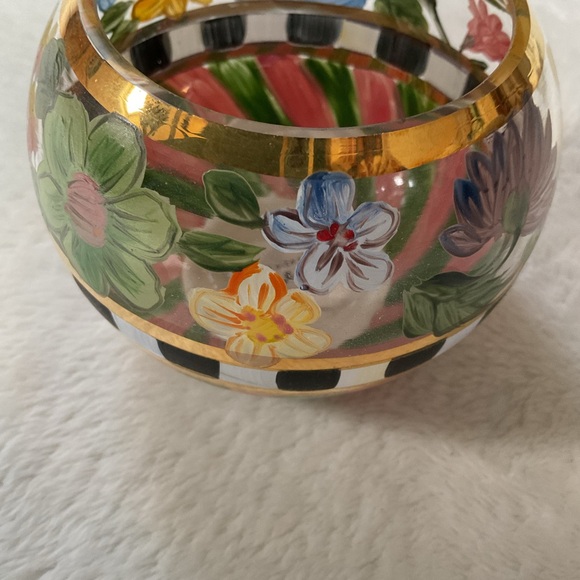 MacKenzie-Childs Hand-Painted Flower Market Glass Globe Vase/Candle Holder - Picture 9 of 14